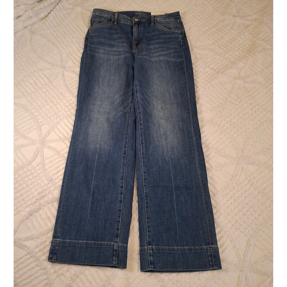 Chico's Women 8R 1R Blue Trouser Jeans Wide Leg Stretch Denim NWT